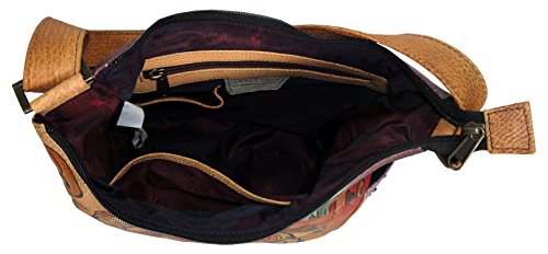 Image of Anuschka Women's Genuine Leather Shoulder Bag | Hand Painted Original Artwork | Classic Hobo With Studded Side Pockets | Genuine Leather
