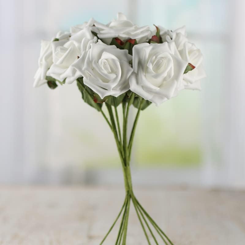 Factory Direct Craft Bundle of Key Lime Rose Stems - Bouquet of Foam Rose Flowers, Wedding Centerpiece, Home Decor, and Floral Arrangements (Size: 8-1/2" L)