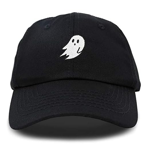 DALIX Ghost Embroidery Dad Hat Baseball Cap Cute Halloween in Black