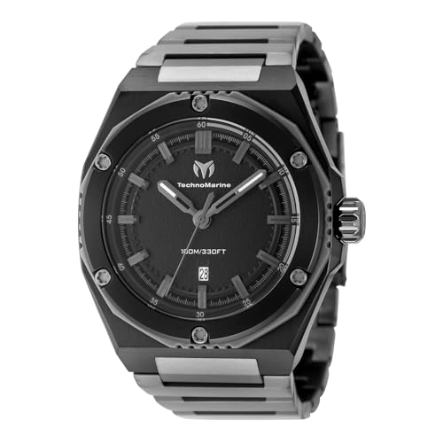 Montre Homme Technomarine Coral en acier inoxydable avec cadran noir élégant