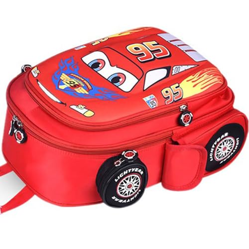Kid Toddler Boys Girls Backpack Waterproof Cartoon Truck Car Child Snack School Bag Kindergarten Backpack (Red)3