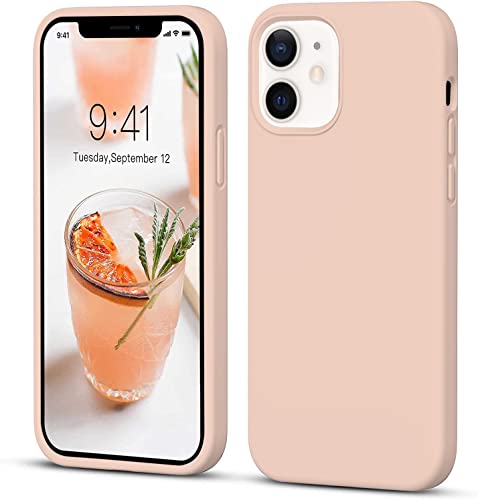 Image of DIZORO Microfiber Candy Case Compatible for iPhone 12 Mini 5.4 inch, Shockproof Slim Back Cover Liquid Silicone Case - Pink