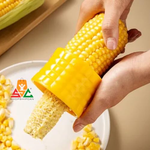 Image of Corn Peeler, Stainless Steel Corn Cutter & Kernel Remover, Manual Circular Thresher, Portable Kitchen Gadget with Hand Protector, Easy Corn Stripping Tool for Home & Cooking