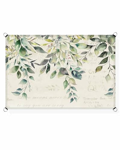 Sage Green Eucalyptus Sun Sail Shades Rectangle Canopy,Sunlight Block Heavy Duty Curved Backyard Shade Cover,Waterproof Sun Shades for Patios Outdoor,6.5'x10' Rustic Botanical Plant Leaf Farmhouse