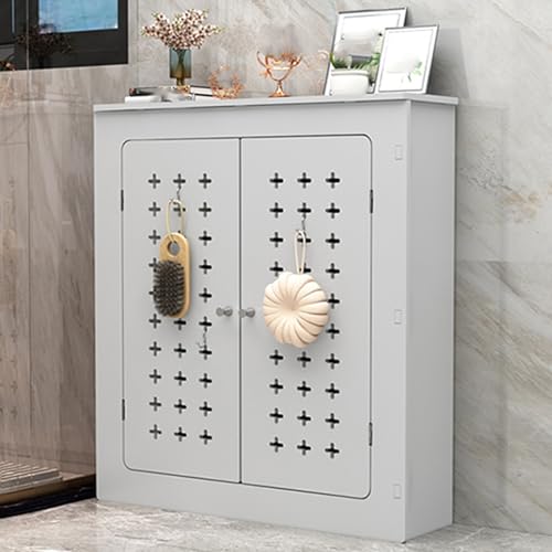 Mueble Radiador Modernos Cubre Radiador con 2 Puertas y Tablero Perforado para Dormitorio Sala de Estar y Pasillo(50x70x15cm/20x28x6in)