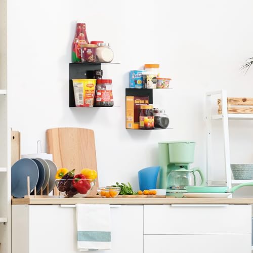 Image of Livzing Invisible Floating Metal Book Shelf-CD DVD Display Bookcase Rack Wall Mount Shelves - Multipurpose Organizer Bibliophile Living Room Office Home Decor Items Stand (Set of 2) - Black (Medium)