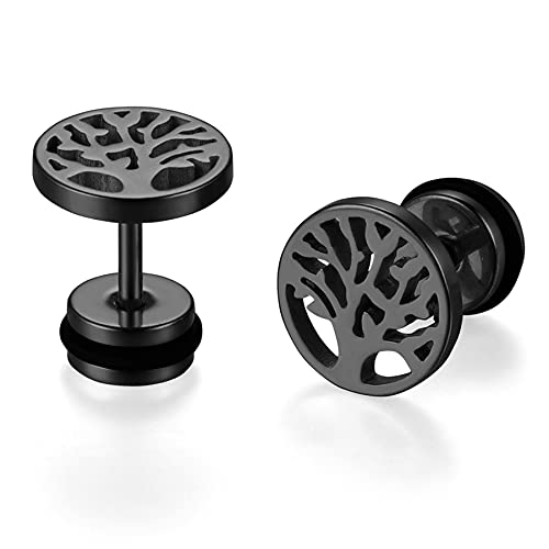 JewelryWe Schmuck Baum des Lebens Ohrstecker, Edelstahl Lebensbaum Runde...