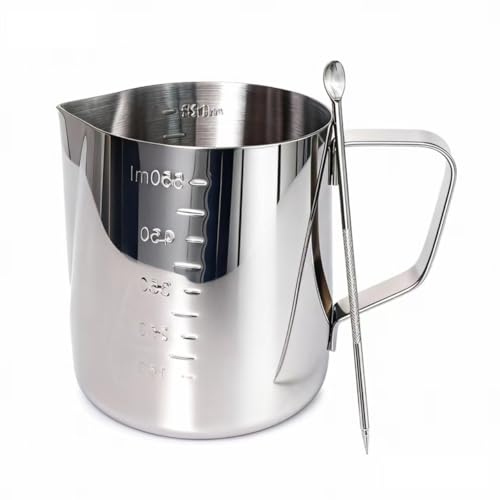 JIUAI Milk Jug, 600ml/20oz 304 Stainless Steel Milk Frother Jug, Milk Frothing Jug for Cappuccino Latte Frothing Milk Coffee Machine - Silver