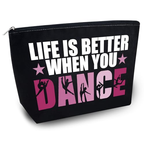 Yoxiumi Bolsas de dança, bolsas de cosméticos para dançarinos, competições, recitais, presentes, professores de balé e bailarina, bolsas com zíper, Dança preta