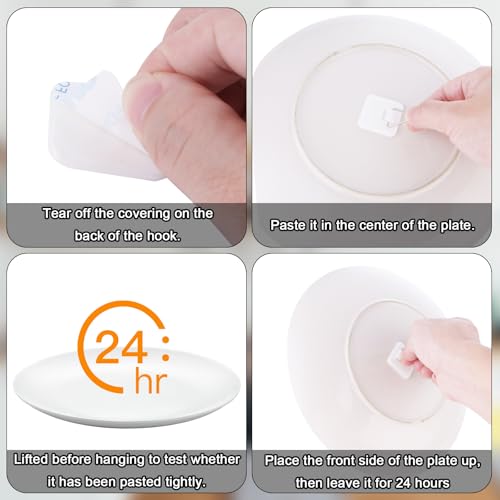 Image of 30 PCS Adhesive Picture Hanger, Plastic Sticky Photo Hooks Foamboard Picture Hanging Hook Without Nails for The Wall Hooks Decorative Plates Wall Art(Round Square)