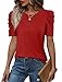 WIHOLL Valentines Shirts for Women 2026 Holiday Short Sleeve Summer Tops Elegant Red Blouses Work Teacher Tshirts Shirts for Family Photos L