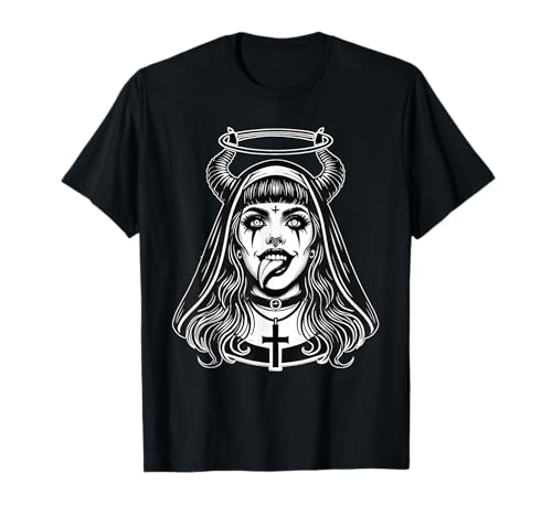 Gothic Aesthetic Occult Unholy Grunge Emo Punk Satanic Nun T-Shirt