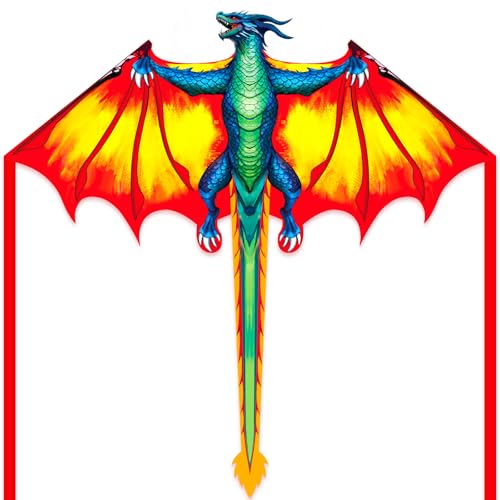 Yellow Dragon Beach Kite for Adults, Easy to Fly Kite for Kids Ages 4-12 - image 1