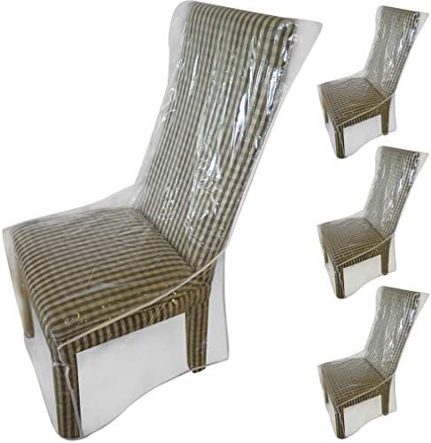 Evelots 4 Pack Dining Room Chair Cover/Protector, No Dust/Spill/Pet Hair/Pet Claws, Durable, Easy Clean Clear Slipcover