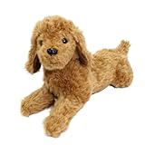 WinAdiGoo Poodle Dog Plush Toy Realistic Lifelike Caramel Brown Puppy Stuffed Animal Doll 15'' Teddy