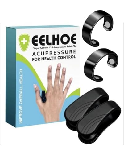 Image of HCN Acupressure Clip For Diabetics | Sugar Control | Acupressure Point Clip | Li4 Hand Diabetes Migraine Relief | Original Eelhoe Acu Pressure Acupuncture Diabetic Finger Clips | (4 Clip 2 Ring) (Pack of 6)