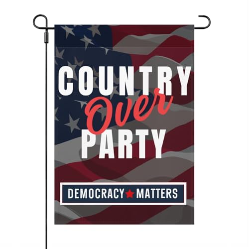 Country Over Party, Democracy Matters Seasonal Garden Flag 12x18 Double Sided Novelty Decorative Banner For Yard