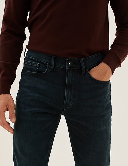 Image of Marks & Spencer Mens Light Wash Mid Rise Slim Fit Jeans