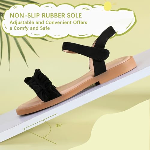Image of PANDANINJIA Girls Sandals, Open Toe Cute Bow Princess Girls Flats, Sparkly Summer Dress Shoes Sandals for Toddler /Little Kid /Big Kid