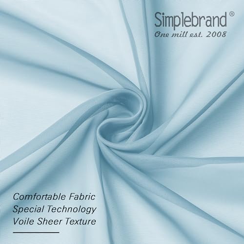Image of Simplebrand Sky Blue Sheer Curtains 84 Inches Long, Light Filtering Rod Pocket Solid Color Window Sheer Curtain Panels, Elegant Curtains & Drapes for Living Room, Bedroom 2 Panels (42 inch W x 84 inch L)