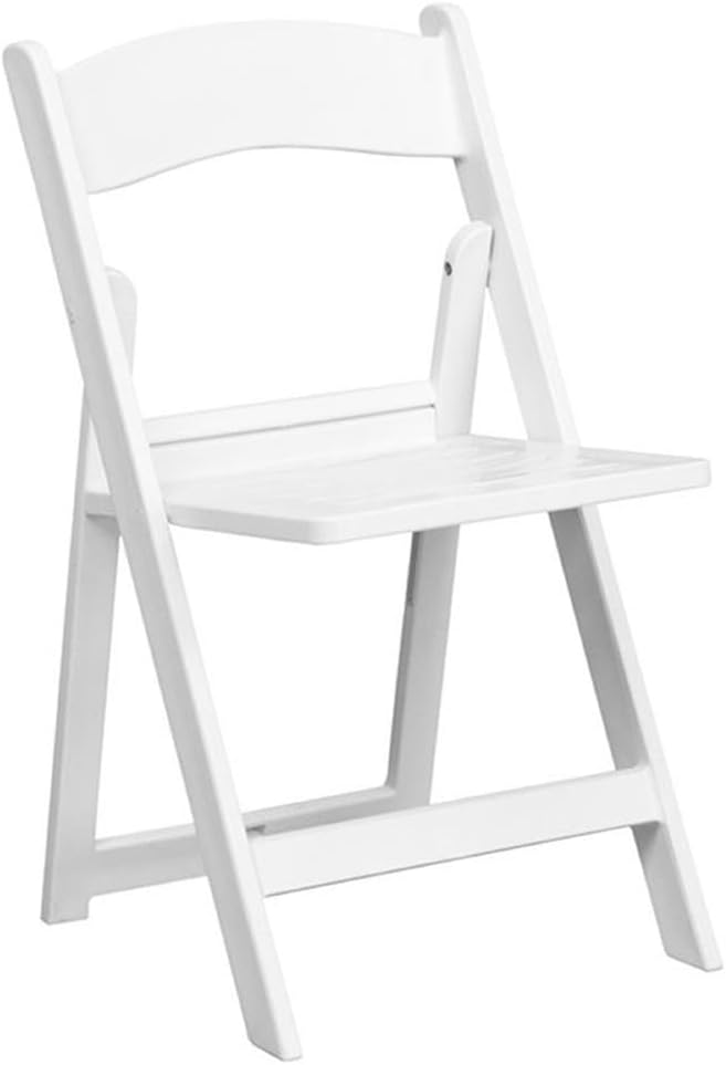 Pemberly Row Contemporary Resin Folding Chair, 30.75" H x 17.5" W x 18" D, Lightweight White UV-Stabilized Design, Slatted Seat, Set of 2, Indoor/Outdoor Use for Events, Patio or Banquet-Hall Seating