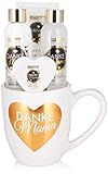 brubaker cosmetics - danke mama (grazie mamma) - set 5 pezzi per doccia e bagno al profumo di rosa e vaniglia - set regalo madre in tazza da caffè con decoro cuore