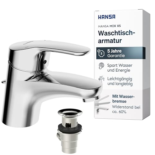 HANSA MIX XS Waschtischarmatur I Wassersparender Wasserhahn Badezimmer mit...