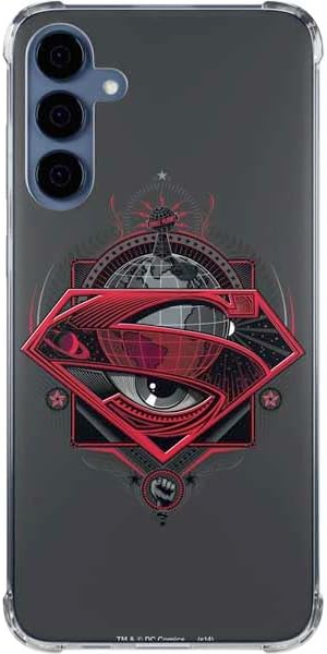 Skinit Clear Phone Case Compatible with Galaxy S24 - Officially Licensed DC Comics Superman Logo Background Pattern Design