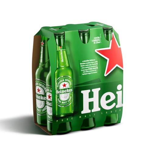 Cerveja Heineken Long Neck, Pack 6 unidades, 330Ml