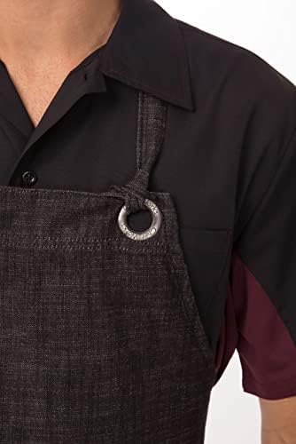 Chef Works Large Corvallis Black Steel Grey Bib Apron | Chef's Complements