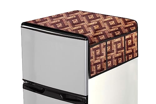 Image of Stylista Refridgerator top Cover Suitable for Samsung RR23C2E35NK /HL, 215 Liter Fridge, Dimension (WXD) 71x109 CM, Seamless Pattern Coffee