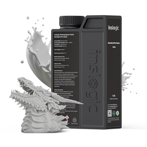 Inslogic 3D Druckharz Standard Pro Resin 405 nm UV-aushärtendes Harz für LCD/DLP/SLA-3D-Druck hohe Präzision geringe Schrumpfung & schnelle Aushärtung Grau 1kg