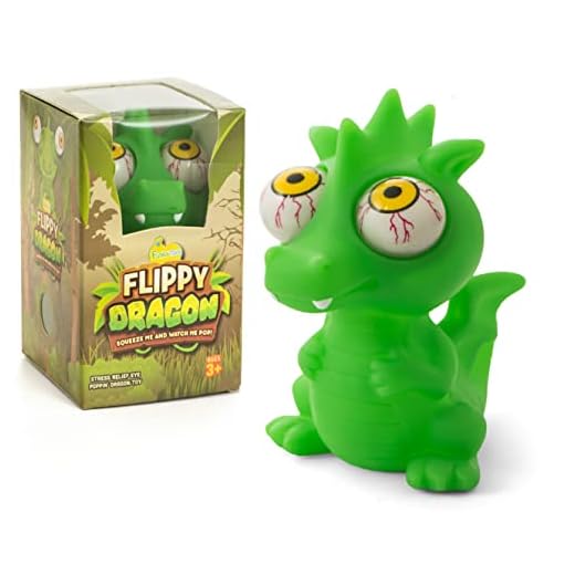 IPIDIPI TOYS Flippy Dragon Eye Popping Large Green Squishy - Gag Stocking Stuffers - Squeeze Toy for Stress Reduction - Perfect Dinosaur Gift for Boys and Girls - Great for Kids with Autism or ADHD