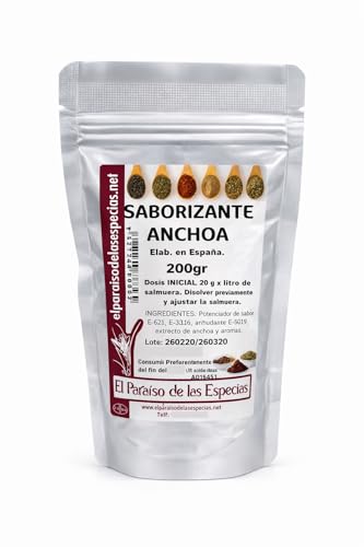 Sabor Anchoas para aceitunas Bolsa 200 grs - Aderezo para Aceitunas con Sabor a Anchoaspara – Potenciador de Sabor para Salmueras y Aliños – Fácil Disolución – El Paraíso de las Especias