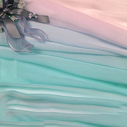 Tissu mousseline de soie bleu lac 150cm pour chemin de table mariage