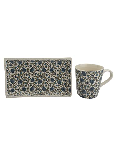 Image of Miah Decor Ceramic Coffee Mugs Set with Serving Platter, Handmade Stoneware