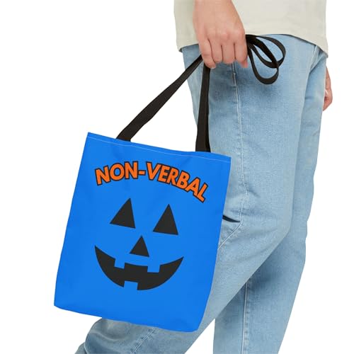 Autism Non-Verbal Blue Trick or Treat Halloween Tote Bag, Inclusion Special Needs Bag, Sped Ed, Autism Halloween Bag3