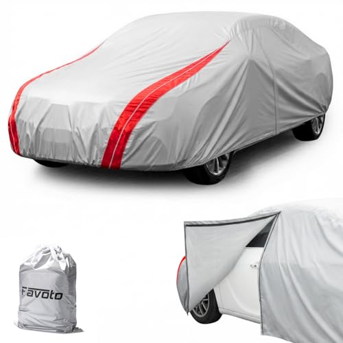 Image of Favoto Car Cover Waterproof Custom Fit for Honda Civic (1991-2026) | Windproof Heavy Duty Car Cover for Automobiles Outdoor with Reflective Strips All Weather Rain Dust Snow UV Protection