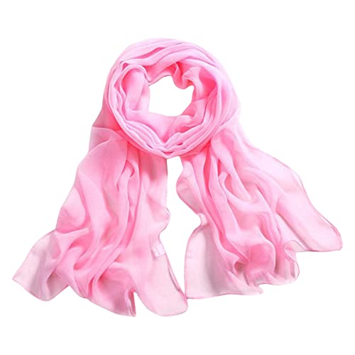FGUUTYM Bufanda de seda de gasa lisa para mujer, bufanda de color caramelo, bufanda calefactable, E, Talla única