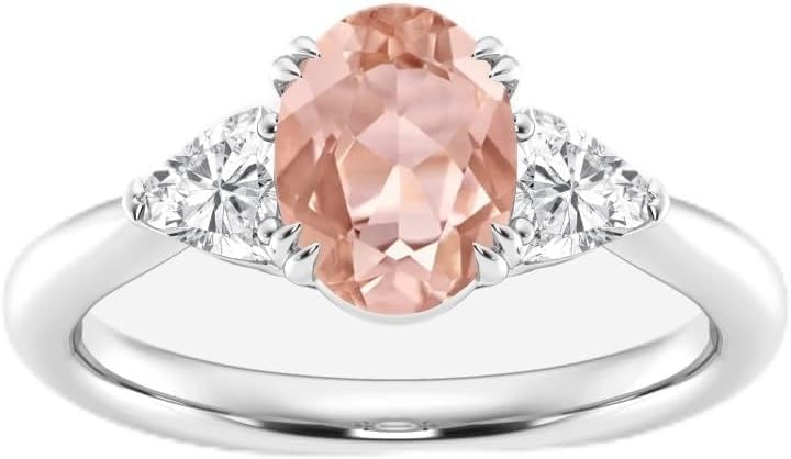 1.5 Carat Natural Gemstone Rings with Moissanite 925 Sterling Silver Oval Shape Blue Diamond/Opal/Emerald/Sapphire/Moss Agate Ring 6×8MM gem rings for women Jewelry Gift for Birthday Christmas