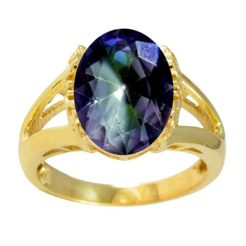 Image of 55Carat Choose Your Color Genuine Stone Ring 18K Gold Plated Oval Handmade Jewellery for Gift Sizes 4-13