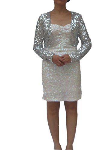 Authentic Crazy Deals Sparkle Long Sleeve Metallic Sequin Bolero Vests Cardigan Jacket Shrug Silver Product Deal Sparkle Long Sleeve Metallic Sequin Bolero Vests Cardigan Jacket Shrug Silver