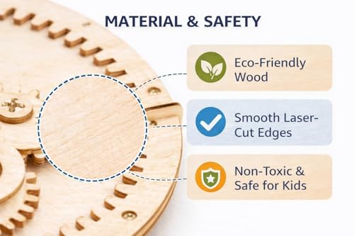Image of Space Orrery Sun-Earth-Moon System Wooden STEM Science Toy | DIY Mechanical Planet Model | Educational Astronomy Kit for Kids 8+ | School Project & Gift (Space Instrument)
