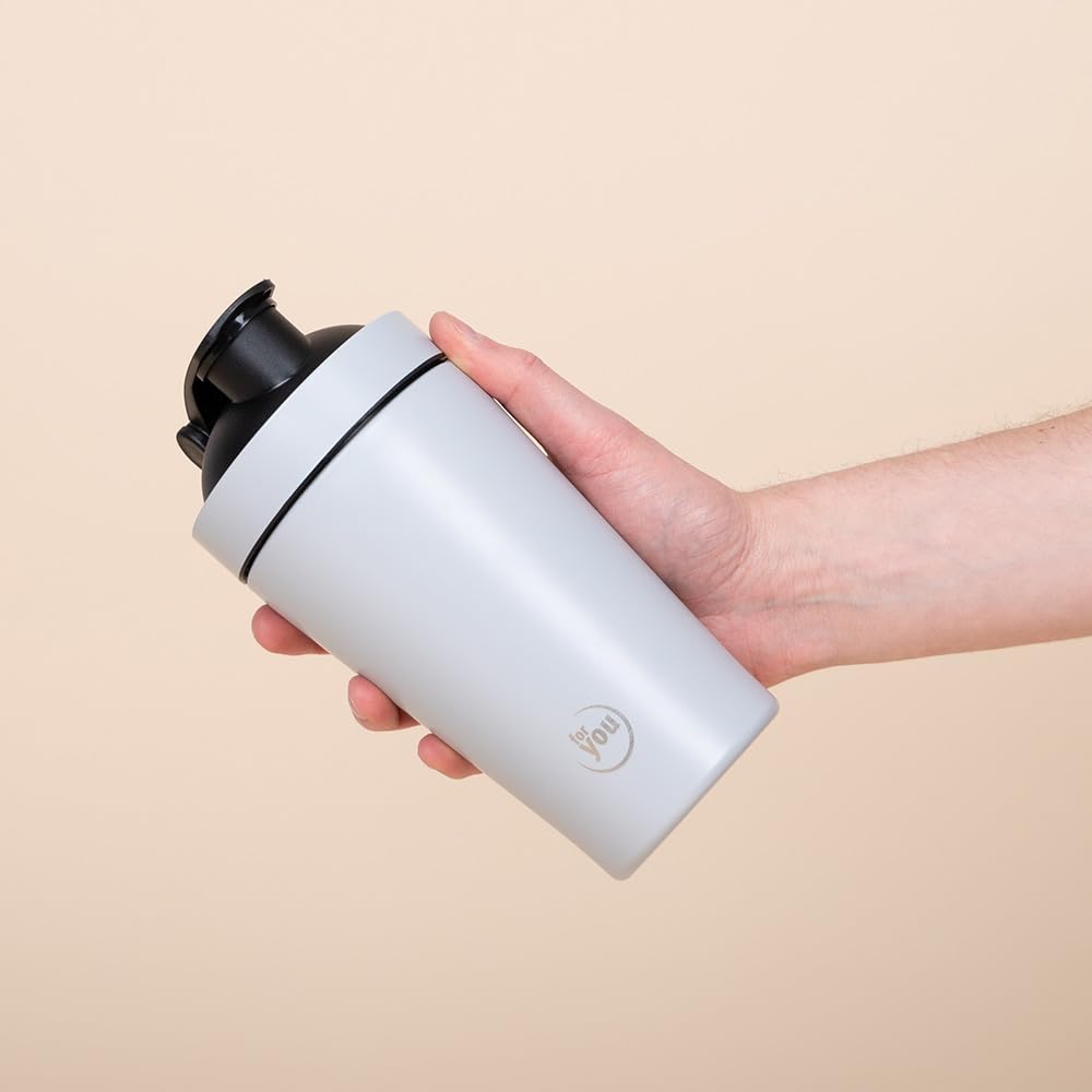 for you Shaker Edelstahl Grau - 3x500 ml mit Shaker-Kugel und auslaufsicherem & BPA freiem Deckel - Mit innenliegenden Skala - spülmaschinengeeignet - Perfekt für Proteinshakes, Smoothies & Fitness