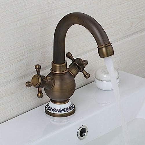 Mitigeur de salle de bain rotatif 360 en laiton rétro avec double commande pour eau chaude froide