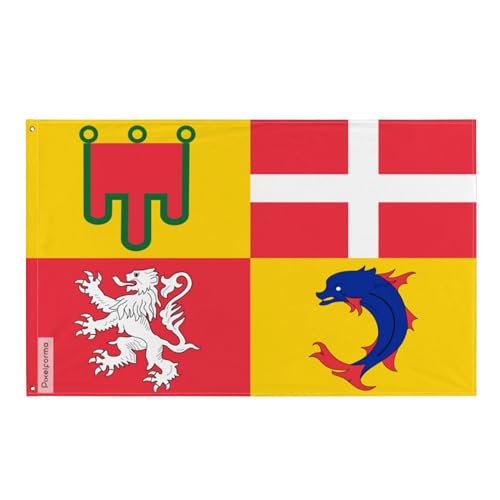 Pixelforma Auvergne-Rhône-Alpes Flag in Various Sizes 100% Polyester Print with Double Hem 1 No Eyelets 14 x 21 cm