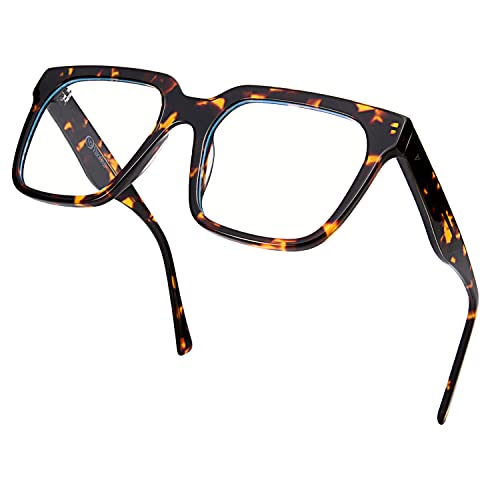 Image of VISOONE Rectangle TR90 Blue Light Blocking Glasses Computer Eyewear with Preppy Look for Women and Men Cougar