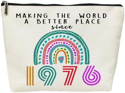SIUNY 50th Birthday Gifts for Her Cosmetic Bags, Funny 1976 50th Birthday Decorations Makeup Bag, Anniversary 50 Old Year Gift Ideas for Women, Wife, Sister, Mom, Aunt Makeup Travel Bag (1976)