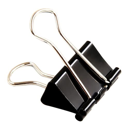 12Pcs Metal Paper Clip Foldback Metal Binder Clips Black Grip Clamps Paper Document Office Stationery Practical Design