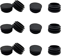 Vista 1 de 12 piezas de tapones de plástico negro de 25 mm (1 pulgada), tapa de extremo de tubo para acabado de muebles de tubo redondo